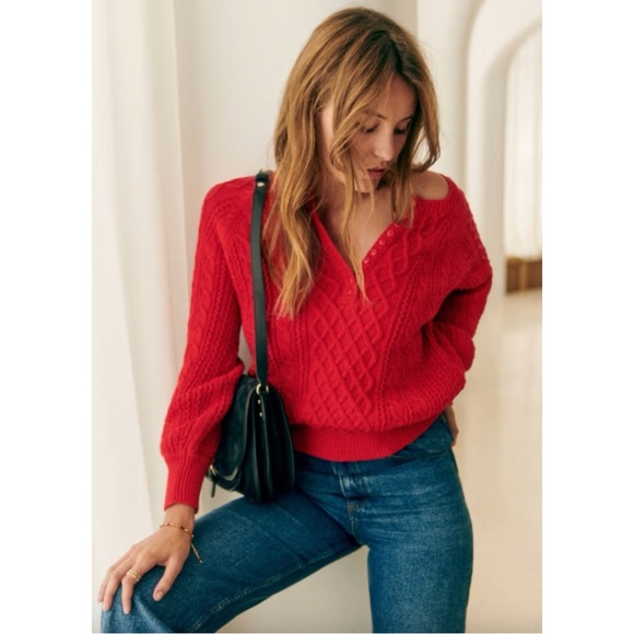 Sezane Sweaters - Sezane Red Cable Knit Sweater
